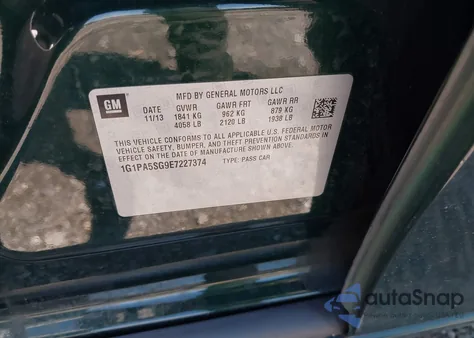 2014 Chevrolet Cruze Ls Auto from USA, damaged, VIN 1G1PA5SG9E7227374